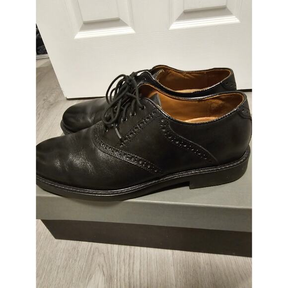 JOHNSTON & MURPHY DURST 20-1259 BLACK LEATHER SADDLE PLAIN TOE SHOES (10M) main image 5